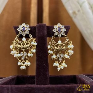 Purple Chandhbali earrings